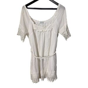 Catalina Bonet Ibiza White Lace Boho Mini Dress Fits Large Cottagecore